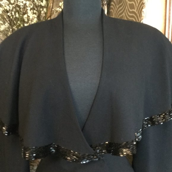 Vintage Pia Rucci black beaded wide collar top - Picture 4 of 7